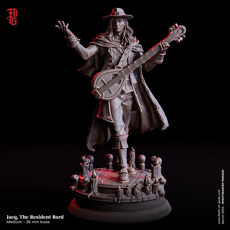 Human Bard Rogue PC NPC| Unpainted Resin miniature |28mm,32mm,54mm,75mm,100mm Scale| Figurine mini -D&D 5e | Flesh of Gods - Only-Games
