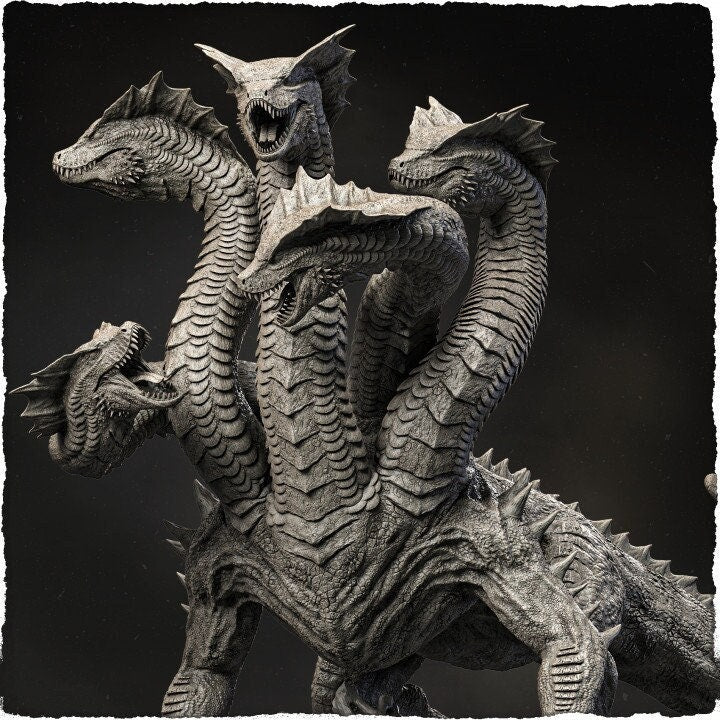 HYDRA 5 heads (2 sizes 28mm, 32mm Scale) D&D  Miniature |  140mm High, 200mm Long,   | Resin Hydra Statue Figurine | Dungeons and Dragons 5e - Only-Games