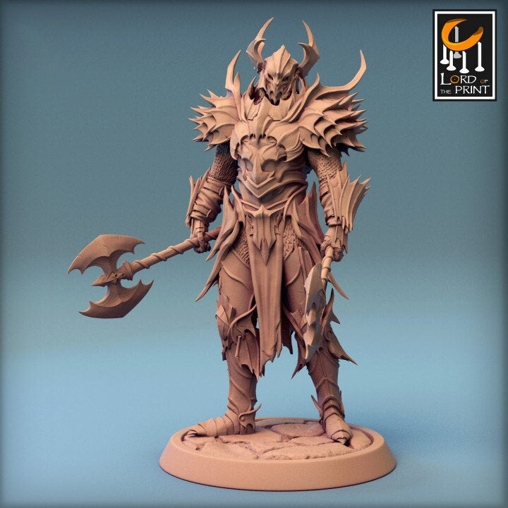 OathBreaker Paladin Fighter, 2 Weapons Axes, Unpainted Miniature | 28mm, 32mm,54mm,75mm, 100mm Scales | Dungeons and Dragons | Pathfinder | - Only-Games