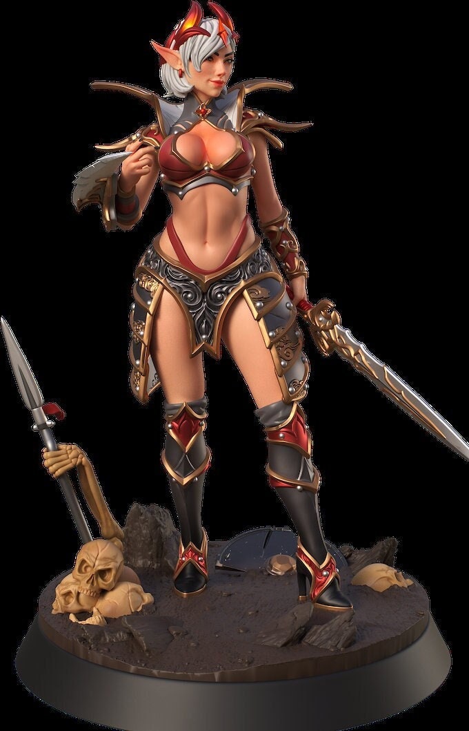 Female Elf Echo Knight Fighter Bladesinger, Rogue Topless NSFW PC NPC Unpainted mini 28mm, 32mm,54mm,75mm,100mm Scale |Dungeons & Dragons 5e - Only-Games