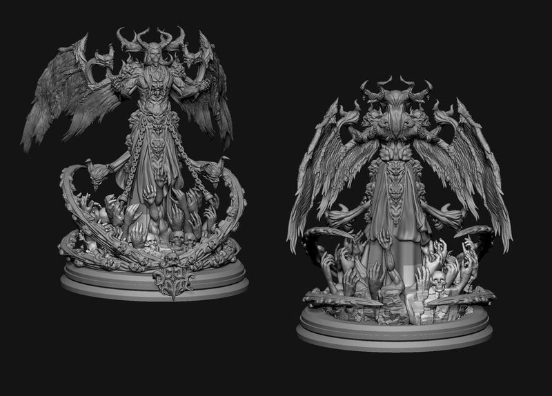 Belial Demon Fallen | 28mm, 32mm Scales| 75mm, 115mm Bases |  Resin Miniature | Dungeons and Dragons | Pathfinder | D&D 5e | Clay Cyanide - Only-Games