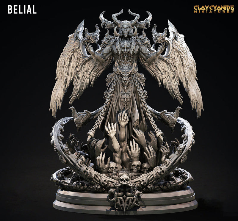 Belial Demon Fallen | 28mm, 32mm Scales| 75mm, 115mm Bases |  Resin Miniature | Dungeons and Dragons | Pathfinder | D&D 5e | Clay Cyanide - Only-Games