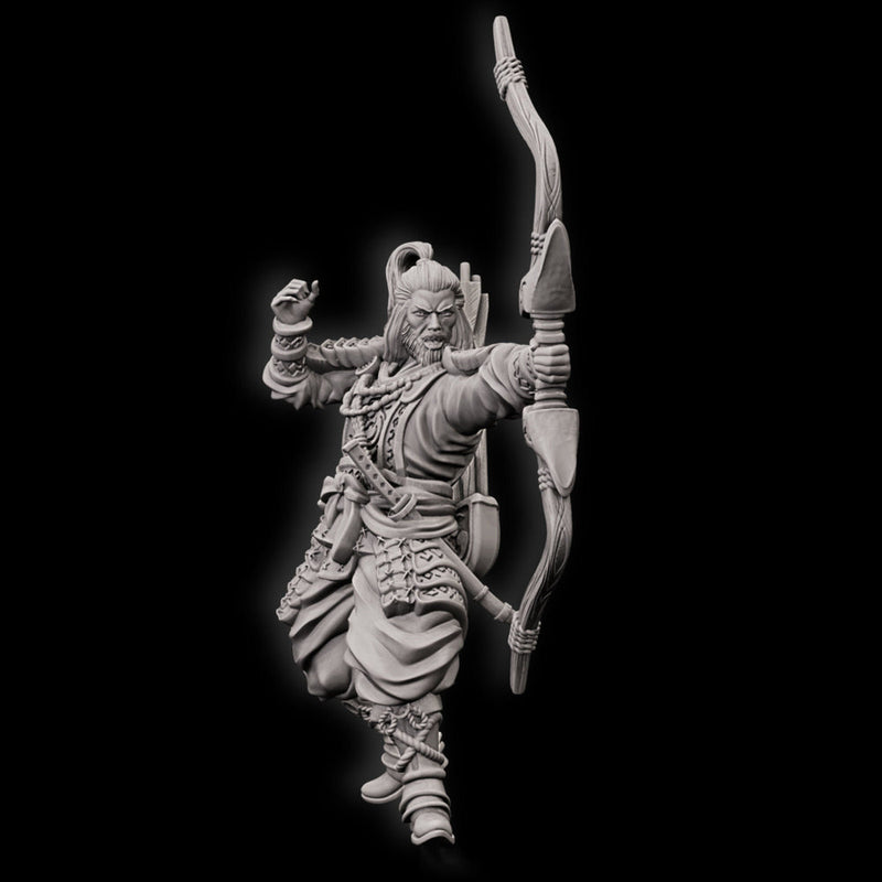 Human Fighter Samurai Sharpshooter, Ranger | Miniature 28mm,32mm,54mm, 75mm,100mm Scale Pathfinder Figure/ DnD Figurine unpainted - Only-Games
