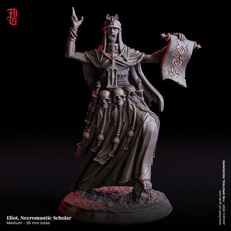 Cleric Wizard Necromancer,  PC NPC | 28mm, 32mm,54mm, 75mm, 100mm Scale Resin Mini | Dungeons and Dragons | Flesh of Gods - Only-Games