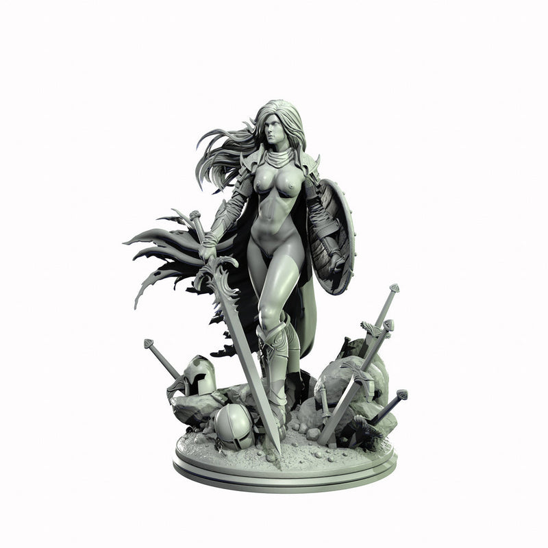 Female Human Paladin , PC NPC Miniature | NSFW Topless & Nude versions | 28mm, 32mm,54mm, 75mm, 100mm Scales |DnD 5e - Only-Games