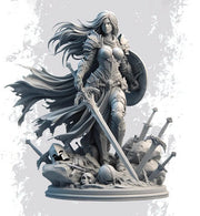 Female Human Paladin , PC NPC Miniature | NSFW Topless & Nude versions | 28mm, 32mm,54mm, 75mm, 100mm Scales |DnD 5e - Only-Games