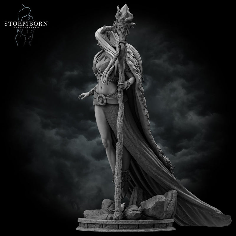 Female Elf Fey Druid,  PC / NPC Miniature | 28mm, 32mm, 54mm,75mm, 100mm Scales | Pathfinder Figure | DnD | Figurine unpainted | - Only-Games