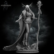 Female Elf Fey Druid,  PC / NPC Miniature | 28mm, 32mm, 54mm,75mm, 100mm Scales | Pathfinder Figure | DnD | Figurine unpainted | - Only-Games