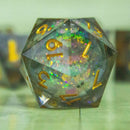 Black Liquid Core Shimmer Dice with Gold Numbering