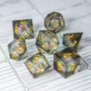 Black Liquid Core Shimmer Dice with Gold Numbering