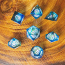 Blue Liquid Core Shimmer TTRPG Dice Set