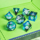 Blue Liquid Core Shimmer TTRPG Dice Set