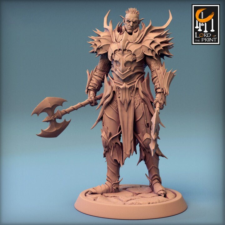 Dark Elf Fighter, Vampire Lord,  Eladrin  Unpainted Miniature | 28mm, 32mm,54mm,75mm, 100mm Scales | Dungeons and Dragons | Pathfinder | - Only-Games