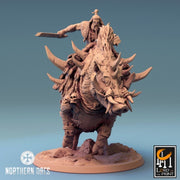 Orc Fighter on Charging Giant Boar w/ Club/Sword, Orc Chieftain | Dungeons and Dragons 5e  | 28mm,32mm, 54mm, 75mm Scale | Pathfinder | LOP - Only-Games
