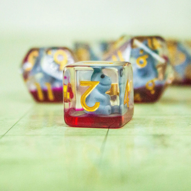 Blue Dinosaurs Filled/inclusion Dice Set