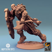 Orc Fighter Barbarian Battle Axe and Shield, Half-Orc | Scales: 28mm, 32mm , 54mm,75mm,100mm  Megaboss | Dungeons & Dragons 5e | Pathfinder - Only-Games