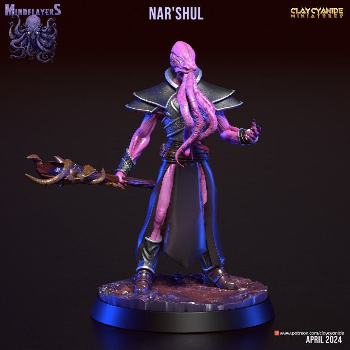 Mind Flayer, Illithid Unpainted Resin Miniature NPC | 28mm, 32mm,54mm,75mm, 100mm Scales | Dungeons and Dragons | Pathfinder | Clay Cyanide - Only-Games