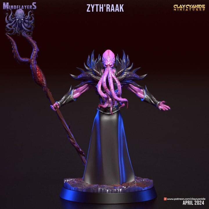 Mind Flayer, Illithid Unpainted Resin Miniature NPC | 28mm, 32mm,54mm,75mm, 100mm Scales | Dungeons and Dragons | Pathfinder | Clay Cyanide - Only-Games