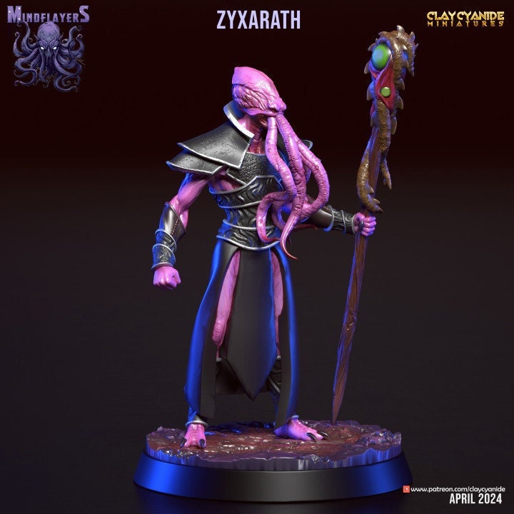 Mind Flayer, Illithid Unpainted Resin Miniature NPC | 28mm, 32mm,54mm,75mm, 100mm Scales | Dungeons and Dragons | Pathfinder | Clay Cyanide - Only-Games