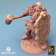 Orc Fighter Barbarian Battle Hammer and Shield, Half-Orc | Scales: 28mm,32mm ,,54mm,75mm,100mm  Megaboss | Dungeons & Dragons 5e |Pathfinder - Only-Games