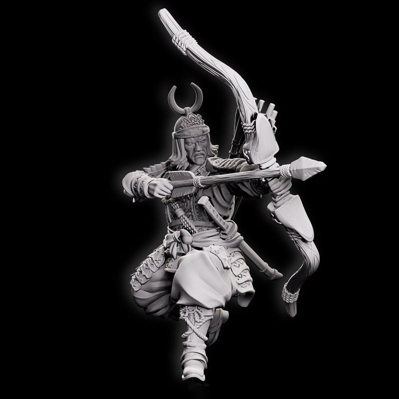 Human Fighter Samurai Sharpshooter, Ranger | Miniature 28mm,32mm,54mm, 75mm,100mm Scale Pathfinder Figure/ DnD Figurine unpainted - Only-Games