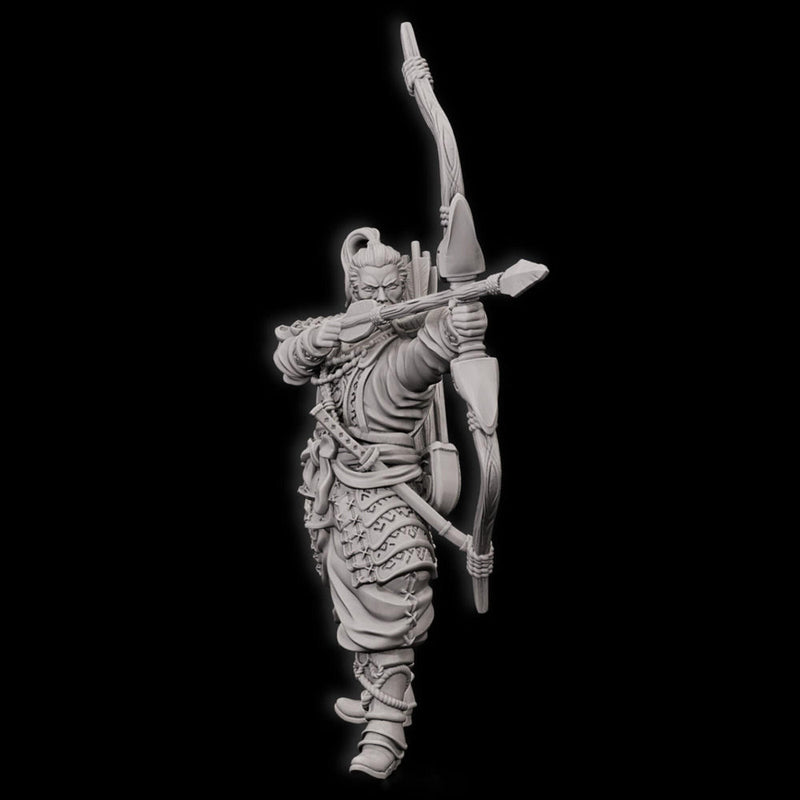 Human Fighter Samurai Sharpshooter, Ranger | Miniature 28mm,32mm,54mm, 75mm,100mm Scale Pathfinder Figure/ DnD Figurine unpainted - Only-Games