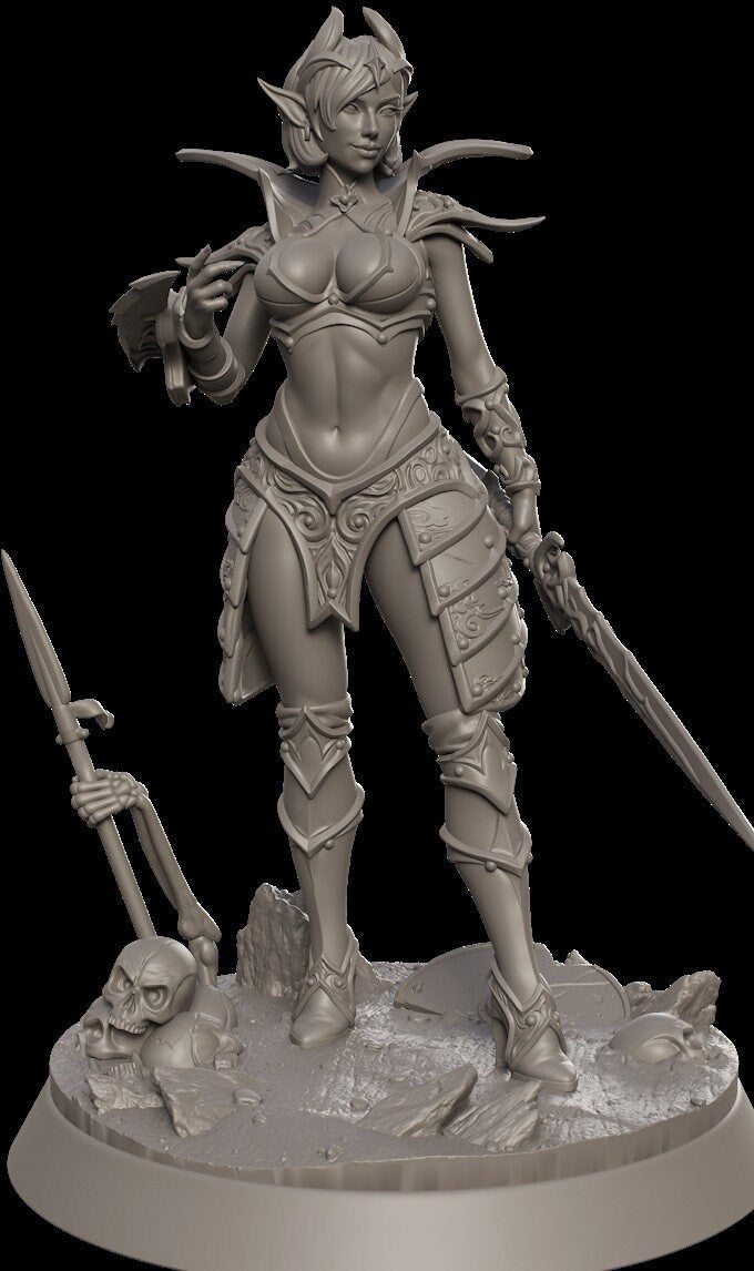 Female Elf Echo Knight Fighter Bladesinger, Rogue Topless NSFW PC NPC Unpainted mini 28mm, 32mm,54mm,75mm,100mm Scale |Dungeons & Dragons 5e - Only-Games