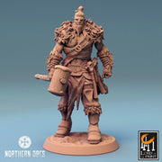 Orc Fighter Barbarian Battle Hammer and Shield, Half-Orc | Scales: 28mm,32mm ,,54mm,75mm,100mm  Megaboss | Dungeons & Dragons 5e |Pathfinder - Only-Games