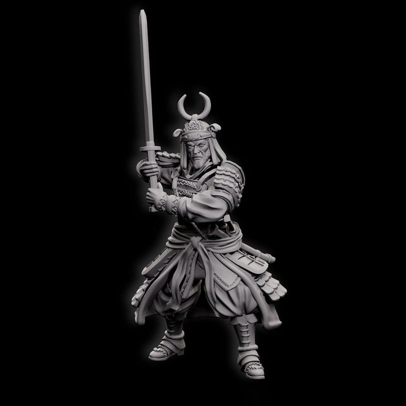 Human Fighter Samurai Kensa with Katana & Armor | DnD Miniature 28mm,32mm,54mm, 75mm,100mm Scale Pathfinder Figure/ DnD Figurine unpainted - Only-Games