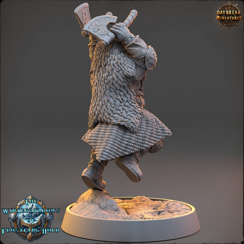 Viking Human Ranger Fighter Dual Axes PC NPC | 28mm, 32mm, 54mm, 75mm, 100mm Scales | Dungeons and Dragons | Pathfinder |Daybreak Miniatures - Only-Games