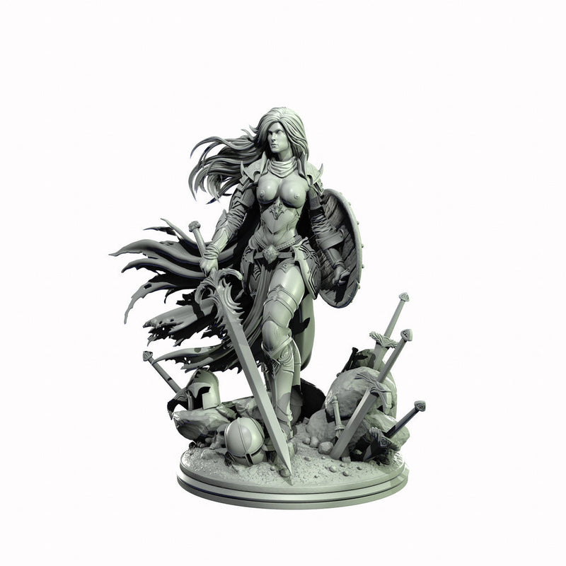 Female Human Paladin , PC NPC Miniature | NSFW Topless & Nude versions | 28mm, 32mm,54mm, 75mm, 100mm Scales |DnD 5e - Only-Games
