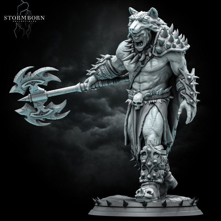 Half-Orc Barbarian, Fighter PC / NPC | 5 Sizes /Scales | Player Character Mini -DnD/Pathfinder Figurine - Only-Games