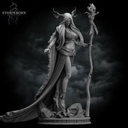 Female Elf Fey Druid,  PC / NPC Miniature | 28mm, 32mm, 54mm,75mm, 100mm Scales | Pathfinder Figure | DnD | Figurine unpainted | - Only-Games