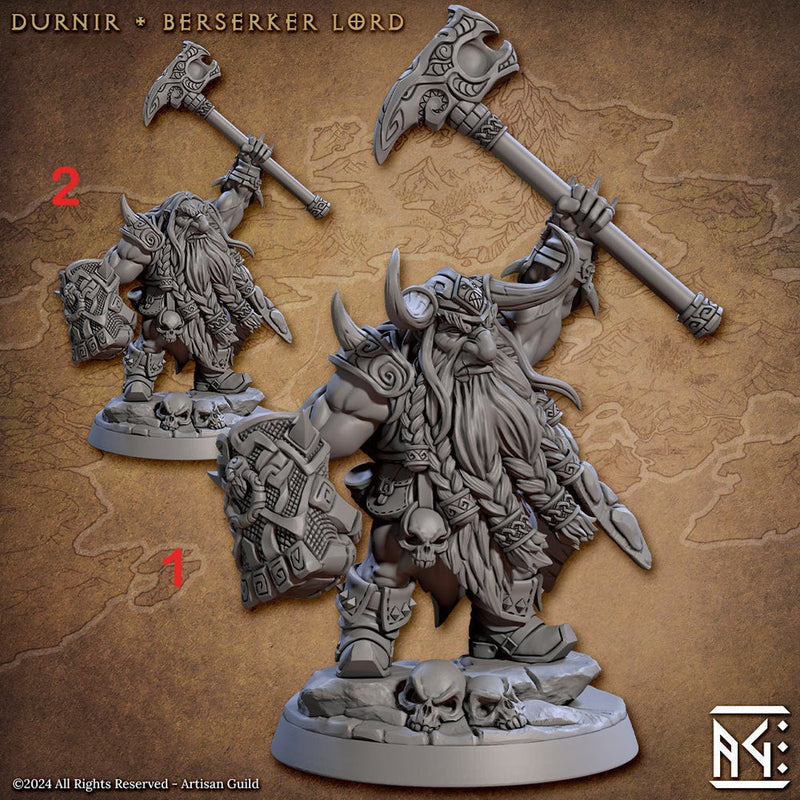 Male Fighter Dwarf  with Hammer & Buckler, Helm and no Helm | 28mm, 32mm, 54mm, 75mm Scale Miniature | Dungeons and Dragons | Artisan Guild - Only-Games
