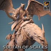 Winged Dragonborn w/ Sword Mounted on Dragonling  | Dungeons and Dragons 5e  | 28mm,32mm, 54mm, 75mm Scale | Pathfinder | Lord of the Print - Only-Games