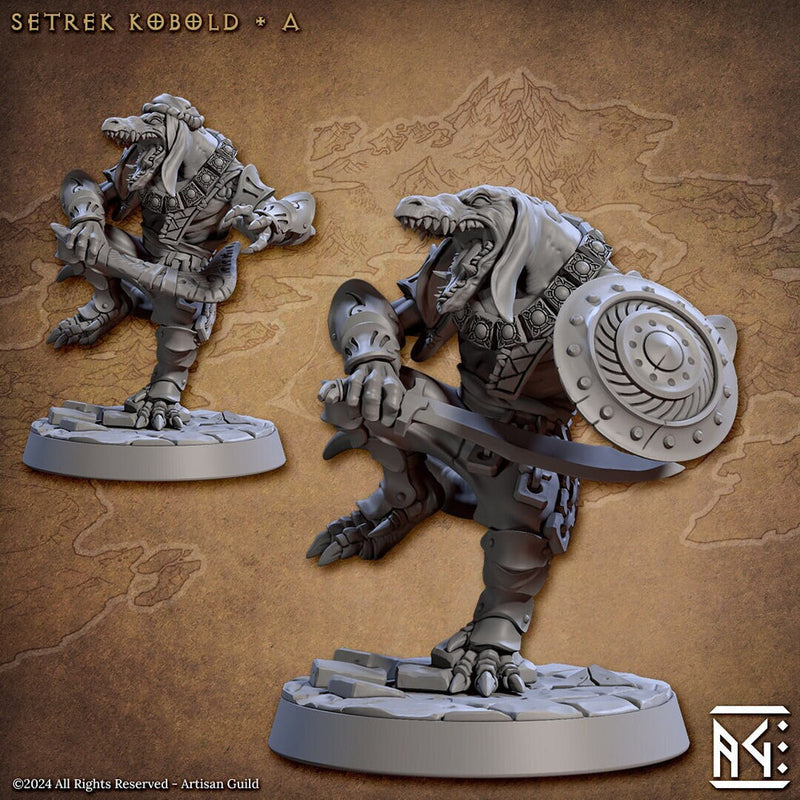Kobold Fighter with Scimitar & Shield, Boomerang PC NPC DnD | 28mm, 32mm, 54mm, 75mm Scale Miniature | Dungeons and Dragons | Artisan Guild - Only-Games