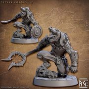 Kobold Fighter with Mancatcher, Scimitar & Shield PC NPC DnD | 28mm, 32mm, 54mm, 75mm Scale Miniature | Dungeons and Dragons | Artisan Guild - Only-Games