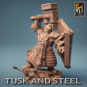 Dwarf Fighter Paladin Hammer n Shield Unpainted Model | 28mm, 32mm,54mm,75mm,100mm Scales | Dungeons & Dragons Pathfinder Rescale Miniatures - Only-Games
