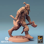 Orc Fighter Barbarian Dual Battle Axes, Half-Orc | Scales: 28mm | 32mm |54mm| 75mm | 100mm  Megaboss | Dungeons& Dragons 5e | Pathfinder | - Only-Games