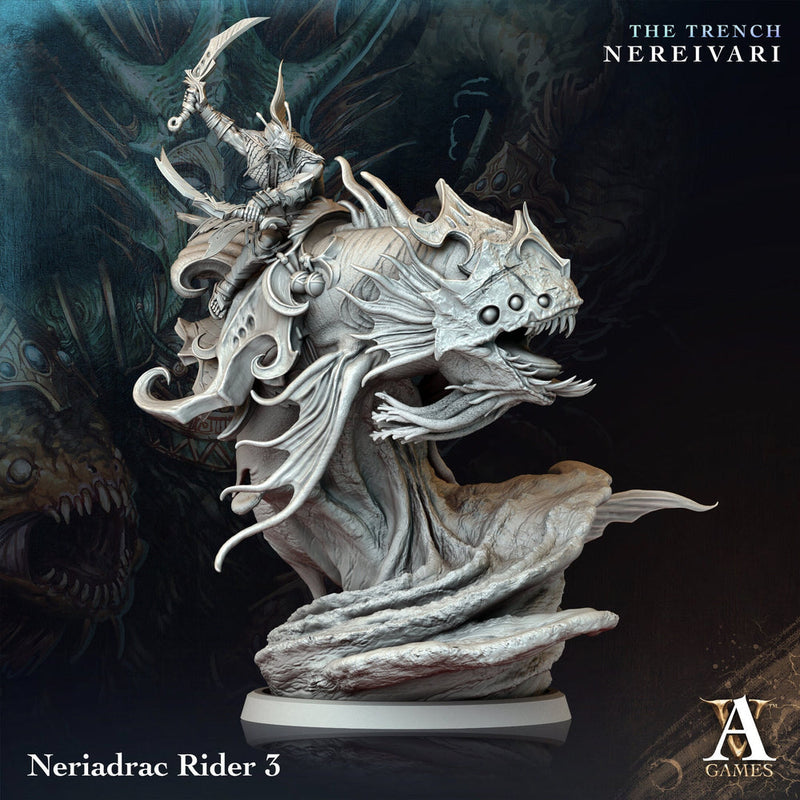 Triton, Sea Elf mounted on Fish Monster | 28mm,32mm,54mm Scales | Archvillain Games |Dungeons and Dragons 5e Pathfinder Underwater Adventure - Only-Games
