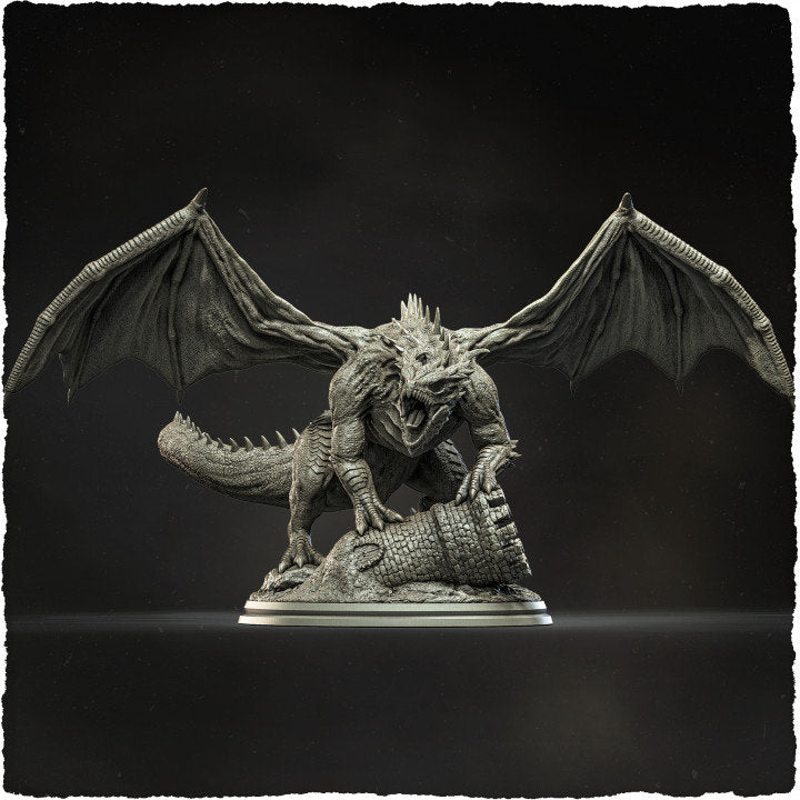 Chromatic Green Dragon (4 sizes) D&D  Miniature |  250mm Long,  250mm Wing Span | Resin Dragon Statue | Figurine | Dungeons and Dragons 5e - Only-Games