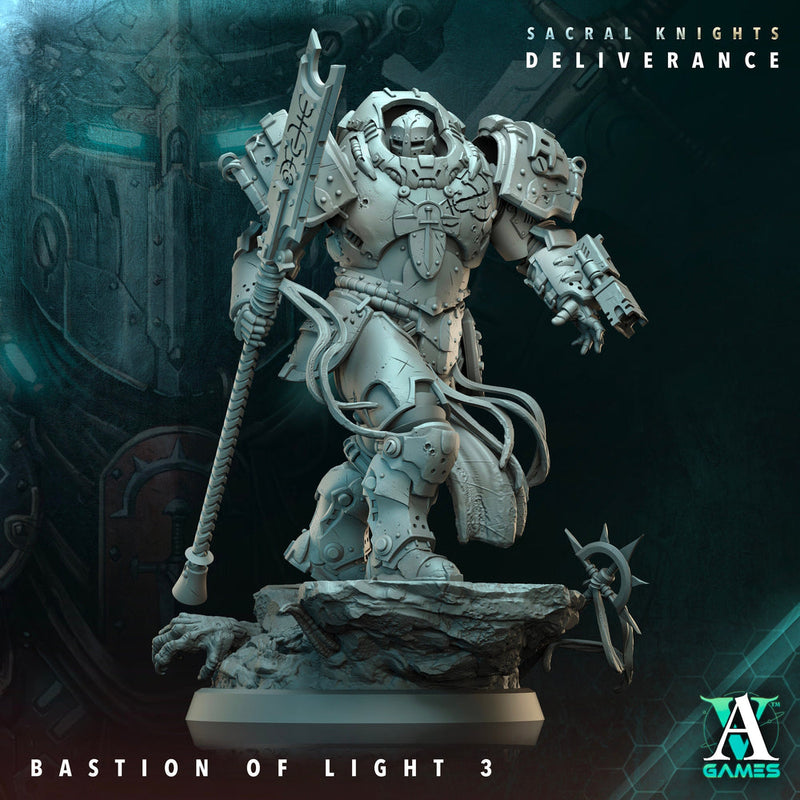 Sci-Fi Miniature Space Knight, Bastion of Light | 28mm,32mm, 54mm, 75mm,100mm Scales | Resin Mini | Archvillain Games - Only-Games