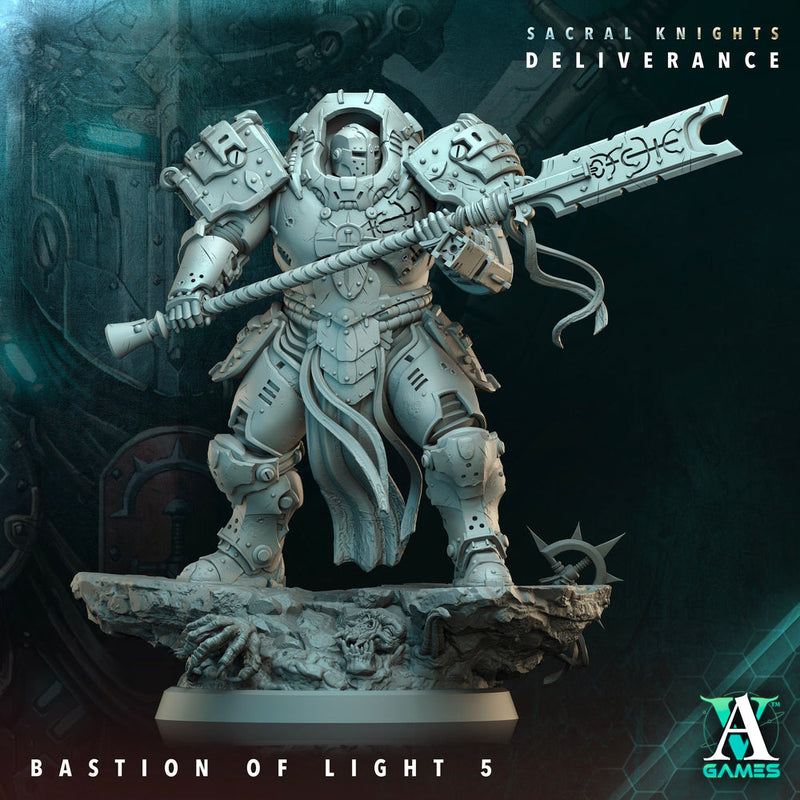 Sci-Fi Miniature Space Knight, Bastion of Light | 28mm,32mm, 54mm, 75mm,100mm Scales | Resin Mini | Archvillain Games - Only-Games