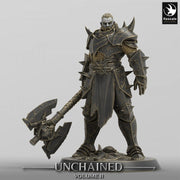 Fighter Axe, Armored Soldier, Oathbreaker Paladin,  Unpainted Miniature| 28mm, 32mm,54mm,75mm,100mm Scales |Dungeons and Dragons Pathfinder - Only-Games