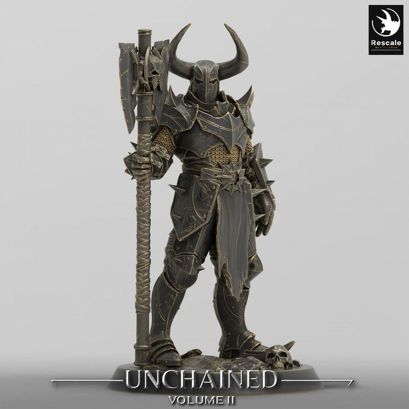 Fighter Axe, Armored Soldier, Oathbreaker Paladin,  Unpainted Miniature| 28mm, 32mm,54mm,75mm,100mm Scales |Dungeons and Dragons Pathfinder - Only-Games