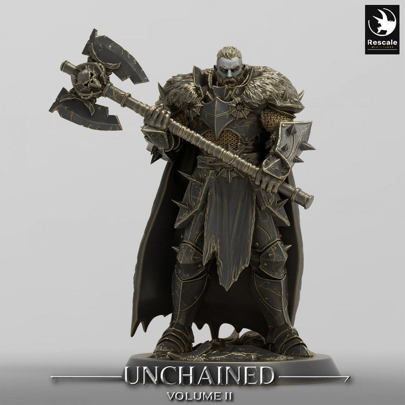 Fighter, Ranger w/ Big Axe, Oathbreaker Paladin,  Unpainted Miniature| 28mm, 32mm,54mm,75mm,100mm Scales |Dungeons and Dragons Pathfinder - Only-Games