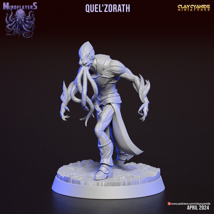 Mind Flayer, Illithid Unpainted Resin Miniature NPC | 28mm, 32mm,54mm,75mm, 100mm Scales | Dungeons and Dragons | Pathfinder | Clay Cyanide - Only-Games