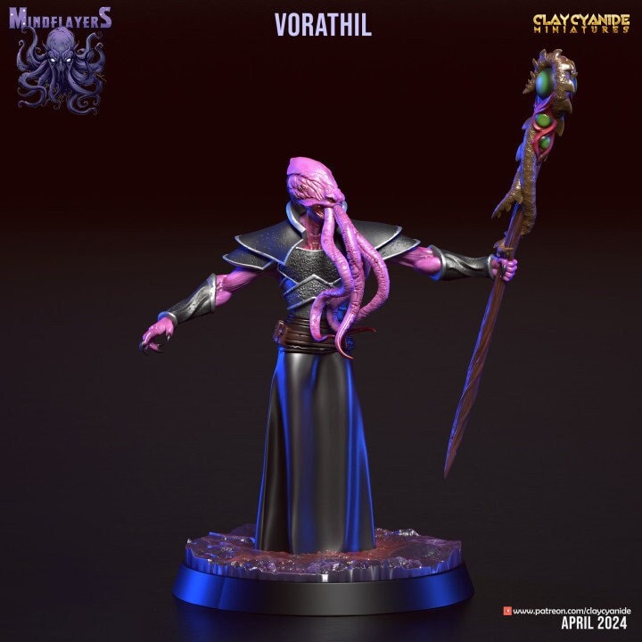 Mind Flayer, Illithid Unpainted Resin Miniature NPC | 28mm, 32mm,54mm,75mm, 100mm Scales | Dungeons and Dragons | Pathfinder | Clay Cyanide - Only-Games