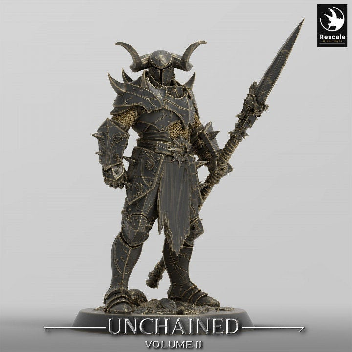 Fighter, Ranger Spear Polearm Master, Oathbreaker Paladin, DnD Unpainted Miniature| 28mm, 32mm,54mm,75mm,100mm Scales | Dungeons & Dragons - Only-Games