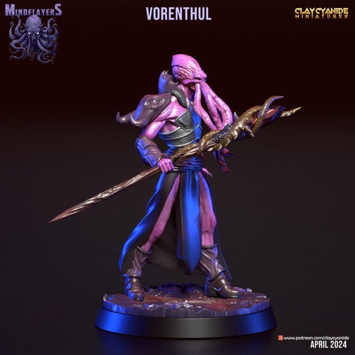 Mind Flayer, Illithid Unpainted Resin Miniature NPC | 28mm, 32mm,54mm,75mm, 100mm Scales | Dungeons and Dragons | Pathfinder | Clay Cyanide - Only-Games